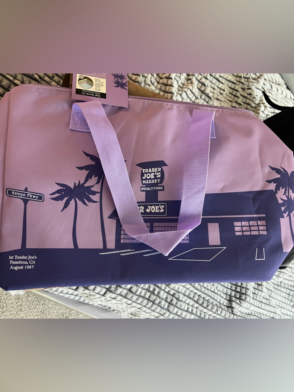 Trader Joe's Purple Palm Tote Bag